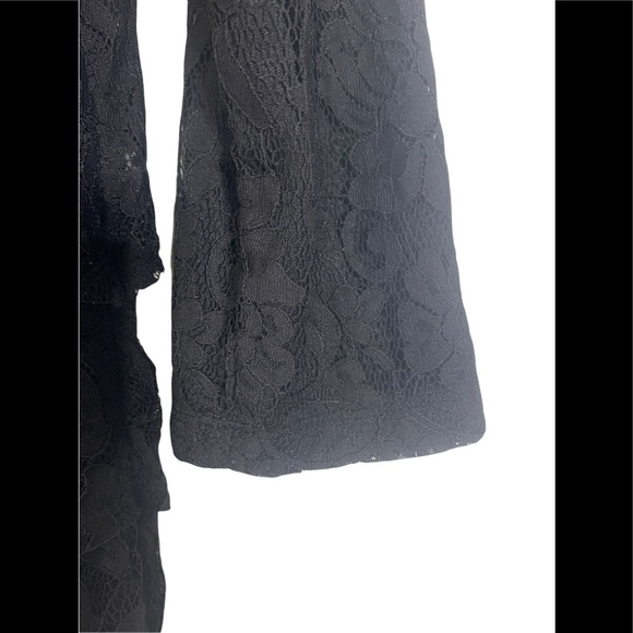 - J. McLaughlin Nicola Black Tiered Lace Dress 3/4 sleeves - Picture 4 of 10